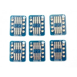 SMT Breakout PCB for SOIC-8, MSOP-8 or TSSOP-8 - 6 Pack