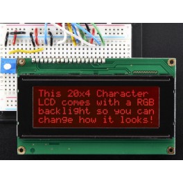 RGB backlight positive LCD 20x4 + extras - black on RGB