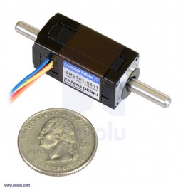 Sanyo Miniature Stepper Motor: Bipolar, 200 Steps/Rev, 14×30mm, 6.3V, 0.3 A/Phase, Double Shaft